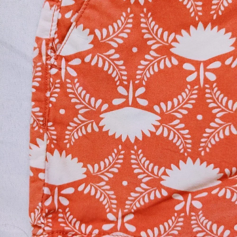 Old Navy Coral & White Floral Print Chino Shorts Girls Size 12